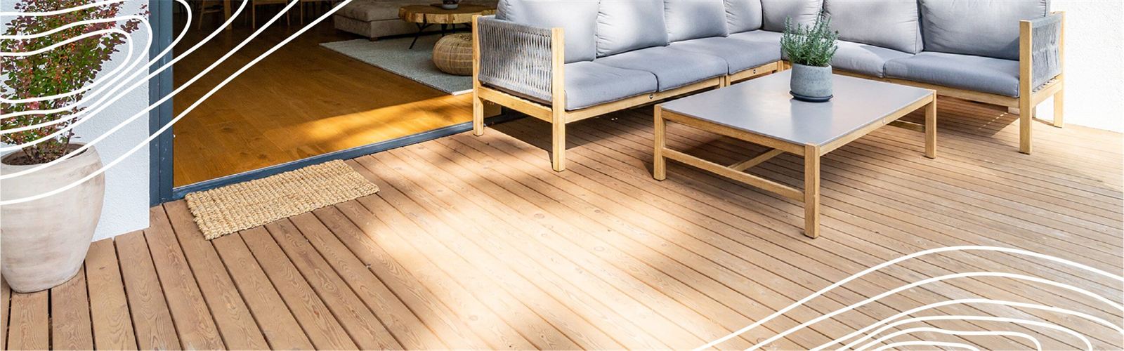 Timber deck with outdoor furniture