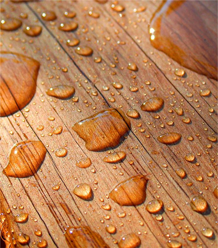 Water beading on pre-oiled timber